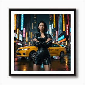 Asian Woman In Leather 1 Art Print