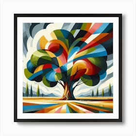 Abstract modernist Oak tree Art Print