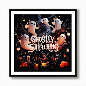 Happy halloween Illustration Spooky Horror devi background4 (1) Art Print