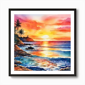 Sunset On The Beach Art Print