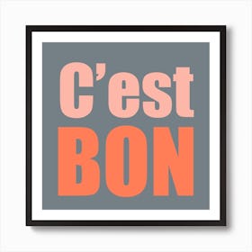 Cest Bon Grey And Pink Square Art Print