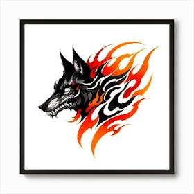 Wolf In Flames 1 Art Print