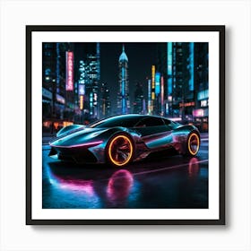 Sleek Futuristic Car With A Metallic Finish Art Print