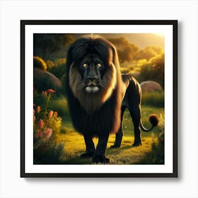 Lion In The Grass Art Print