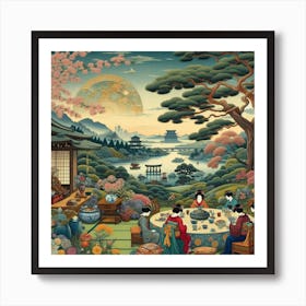 Asian Tea Party Art Print