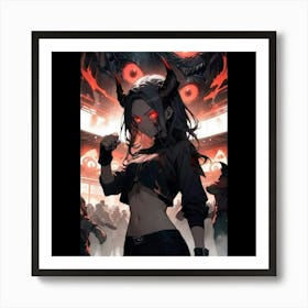 Anime Girl With Demon Eyes Art Print
