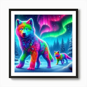 Psychedelic Wolf Family 4 Art Print