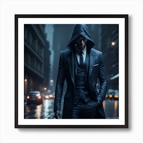 Man in a suit rain Art Print