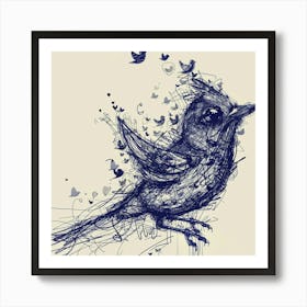 Bird Drawing Hand Drawn Sketch Art Print