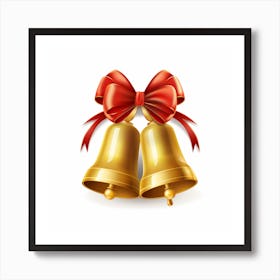 Christmas Bells With Red Ribbon Art Print