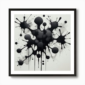 Black Ink Splatter Art Print