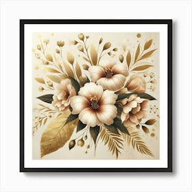 Gold Flowers 2 Art Print