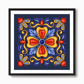 Mexican Floral Pattern 1 Art Print