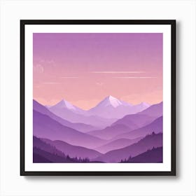 Misty mountains background in purple tone 130 Art Print