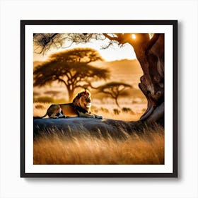 Lion In The Savannah 35 Art Print