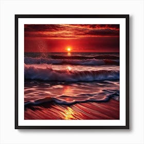 Sunset On The Beach 1087 Art Print
