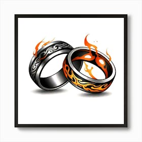 Wedding Rings With Flames Art Print