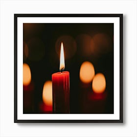 Lit Candle In The Dark Art Print