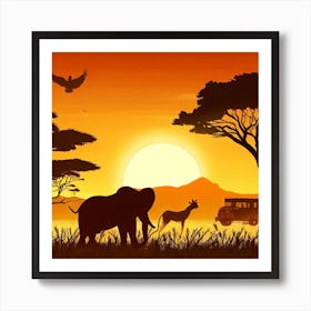 Sunset In Africa Art Print