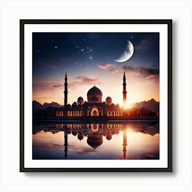 Islamic Mosque At Dusk Art Print