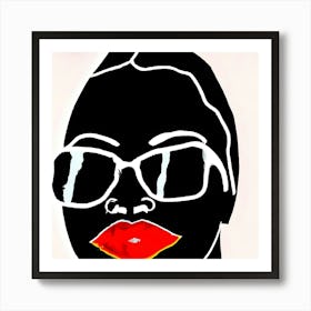 Black Woman With Red Lips Art Print