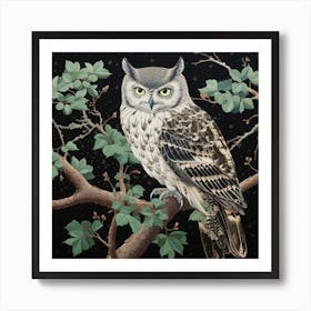 Ohara Koson Inspired Bird Painting Eastern Screech Owl 3 Square Art Print