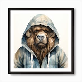 Watercolour Cartoon Muskox In A Hoodie 3 Póster