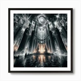 Cathedral In The Night Art Print