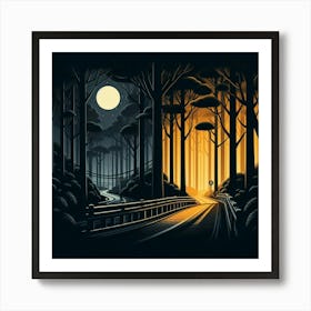 Forest At Night Art Print