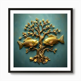 Gold Fish In A Tree Art Print