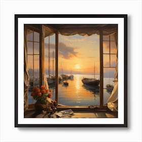 Leonardo Diffusion Xl The Window Frame Serves As A Portal To A 0 Art Print