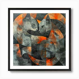 Cats In Love Art Print