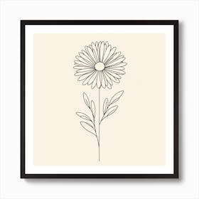 Title: "Minimalist Daisy Delight: A Simple Yet Elegant Line Art Floral Illustration"  Description: 'Minimalist Daisy Delight' is an elegant art piece that captures the essence of simplicity and sophistication in a single floral illustration. This artwork features the clean lines of a daisy, rendered in a graceful line art style, set against a soft, neutral background that allows the beauty of the flower to stand out. The subtle interplay of contours and space invites a calming effect, making it an ideal choice for those seeking a minimalist aesthetic with a touch of natural elegance. This piece is perfect for adding a serene and artistic touch to any room, from modern living spaces to tranquil bedroom retreats. Embrace the beauty of simplicity and let this chic daisy line art print infuse your home with its understated charm and contemporary appeal. Art Print