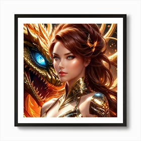 Girl In A Dragon Costume opn Art Print