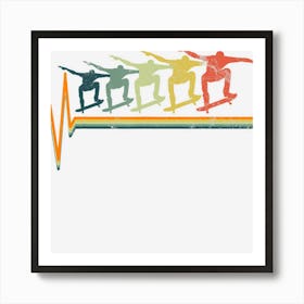 Skateboard Skater Heartbeat Love Gift Art Print