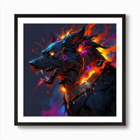 Wolf In Flames 1 Art Print