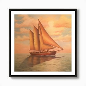 Sailboat At Sunset Art Print