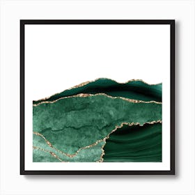 Emerald & Gold Agate Texture 06 Art Print