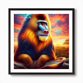 AWESOME MANDRILL Art Print