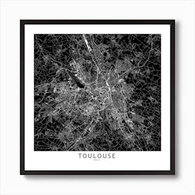 Toulouse Black And White Map Square Art Print