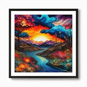 Sunset In The Valley Art Print