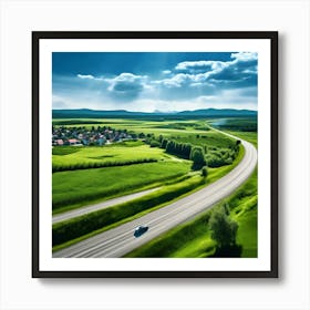 Nature Transportation City Summer Highway Expressway Grass Hill Traffic Country Up High G (5) Art Print