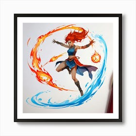 Avatar - Character Drawing The Magic of Watercolor: A Deep Dive into Undine, the Stunningly Beautiful Asian Goddess Art Print