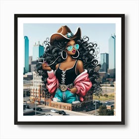 Cowgirl In Dallas Art Print