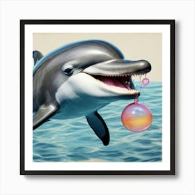 Dolphin Blowing Bubbles Art Print