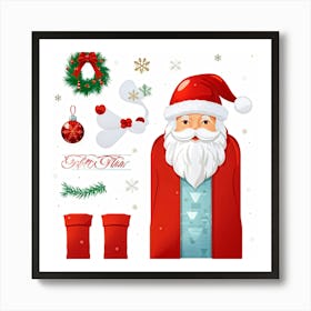 Cartoon Style Winter Clothing Collection Featuring A Red Fluffy Santa Claus Hat With A White Brim A (3) Art Print