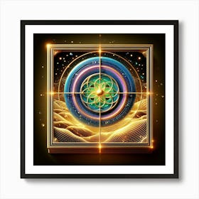 Golden Flower In A Frame Art Print