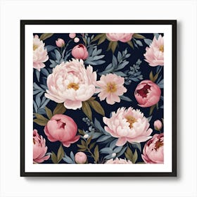 Pink Peonies Wallpaper Art Print