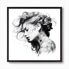 Tattooed Woman 1 Art Print