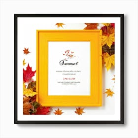 Autumnal Leaf Illustration One Central Maple Foliage Display Flanked By Smaller Elements Of Orange (4) Art Print